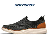 Skechers_สเก็ตเชอร์ส รองเท้าผู้ชาย Men Slip-on Casual Shoes SKECHERS_USA Garza Conlen Shoes - 204576-BLK  Air-Cooled Memory Foam Classic Fit, Goga Mat Arch รองเท้าลำลองผู้ชาย-BLACK