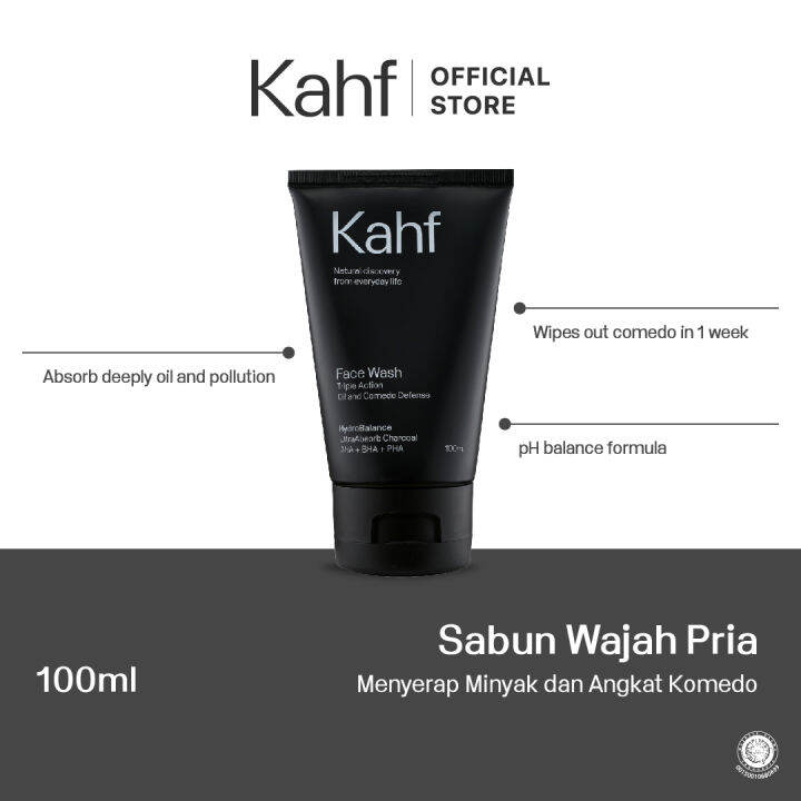 KAHF Facial Wash 100 ml / Sabun Cuci Muka Pria Laki Laki Lazada