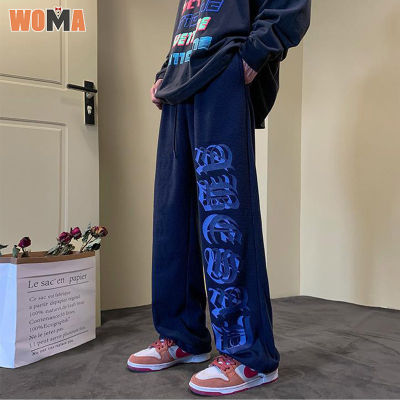 WOMA กางเกงวินเทจ สไตล์เกาหลี แมทช์ง่าย กางเกงผ้าลูกฟูกผู้ชายวินเทจ กางเกงขากว้างทรงหลวมผู้ชาย กางเกงผู้ชาย slack