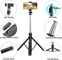 ไม้เซลฟี่,158ซม. ยืดได้3 In 1 Bluetooth Selfie Stick ขาตั้งกล้องพร้อมรีโมทเข้ากันได้กับ GoPro,กล้องขนาดเล็ก,สมาร์ทโฟน