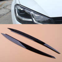 CITALL 2pcs Black Headlight Eyebrow Eyelids Cover Trim Decoration Fit For VW Golf 7 VII GTI GTD GTE R MK7 2012 2013 2014 2015