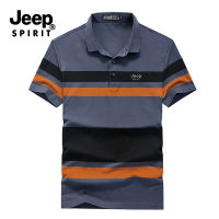 JEEP SPIRIT เสื้อยืดแขนสั้นลายทางใหม่สำหรับผู้ชาย,เสื้อยืดผ้าคอตตอนทรงหลวมระบายอากาศได้ดีเสื้อโปโลเดินทางแขนสั้นลายทางเสื้อโปโล