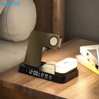 30W Wireless Charger With Alarm Clock For Iphone 14 13 12 Wireless Fast Charging Station With Night Light For Iwatch Airpods Pro