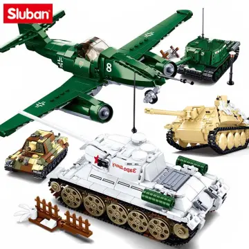 Sluban WW2 Normandy Landings Army Weapons Model Sets Building Blocks  Military Armed Tank Vehicles Plane DIY Assembly Bricks Toys