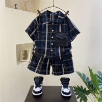 Boys Short-Sleeved Shirt Suit 2023 New Fashion Baby Summer Wear Clothes Boy Childrens Fashion Handsome Childrens Clothing