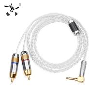 YYAUDIO Y-8 7N OCC Silver-plated 3.5mm to 2 RCA Cable Hi-end 3.5mm TRS to Dual RCA Cable Audio cable Rca Hifi Amplifier Home DVD