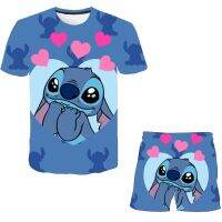 Children Disney Lilo amp; Stitch Suit Summer 2023 Newest T-shirt Shorts Two-piece Outfits Boys Girls Sports Set Child Clothing