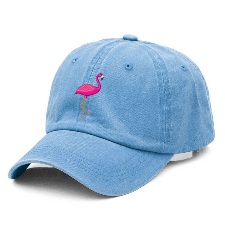 หมวกเบสบอลปักลายนกฟลามิงโกผ้าฝ้ายฟอกสีวินเทจสำหรับผู้ชายผู้หญิงหมวกกอล์ฟหมวกคุณพ่อ2023หมวกแก๊ป-swr-051จัดส่งจากผู้ผลิต