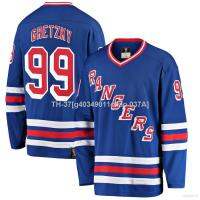 ✳ g40349011chao 037A เสื้อยืดแขนยาว พิมพ์ลาย Jay NHL Wayne Gretzky Blue New York Rangers Jersey Hockey พลัสไซซ์