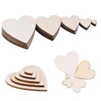 10-100Pcs Unfinished Wooden Hearts Blank Wood Slices 1cm-8cm DIY Crafts Wooden Circle Discs for Christmas Painting Wedding Decor