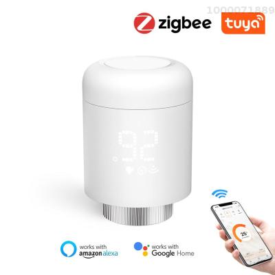 Tuya Zigbee วาล์วควบคุมอุณหภูมิหม้อน้ำแอพโทรศัพท์มือถือไร้สายอัจฉริยะควบคุมอุปกรณ์ควบคุมอุณหภูมิเทอร์โมสตัดทำความร้อนในบ้านเทอร์มอสแตตหม้อน้ำเข้ากันได้กับ Amazon Alexa Google Home