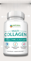 Natural elements Multi Collagen Type I, II, III, V, X Collagen Protein Capsules , 180 Capsules