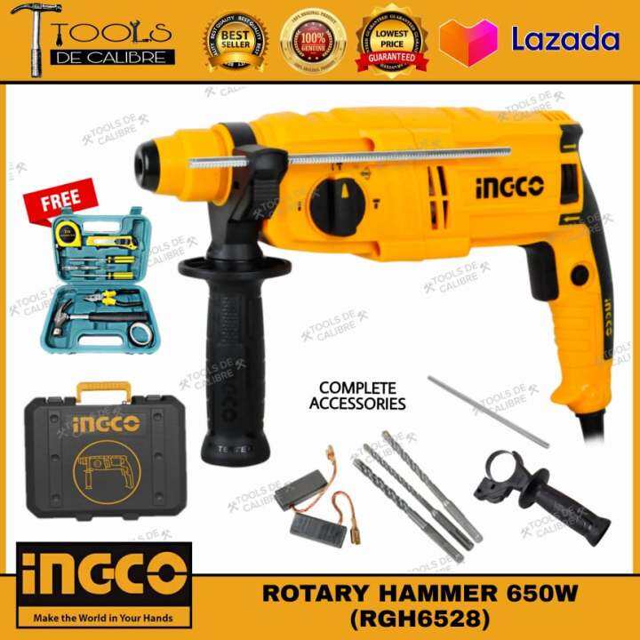 INGCO Rotary Drill Hammer SDS Plus Chuck System 650W w/ FREE TOOL SET