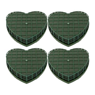 4 Pcs Floral Foam Blocks Heart-Shape Foam Blocks Green Flower Clay Heart Shaped Floral Bricks Artificial Floral Mud with Suction Cup