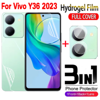 3IN1ฟิล์มป้องกัน HD หรูหราสำหรับ Vivo Y35 + Y27 Y36 Y78 Y78 + 78Plus Y36 4G 5G 2023ฟิล์มใสไฮโดรเจลด้านหน้าใสแบบใสปกป้องหน้าจอฟิล์มเลนส์