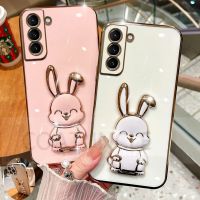 Cute Rabbit Holder Phone Bracket Case For Samsung S22 Ultra S20 S21 S20 FE Note 20 10 8 9 S23 Ultra S8 S9 S10 Plus Plating Cover Phone Cases