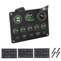 56 Gang Rocker Switch Panel With Fuse 4.2A Dual USB Slot Socket Digital Voltage Display for Marine Car Truck Waterproof