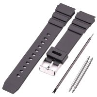 Watch Band Strap For Casio Black Sport Diving Watchband 18 20 22mm Men Silicone Bracelet With Silver Stainless Steel Pin Buckle Straps