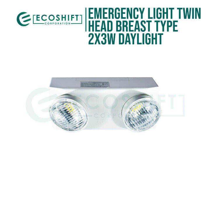 Ecoshift Rechargeable LED Emergency Lights Twin Head 2x3W Daylight