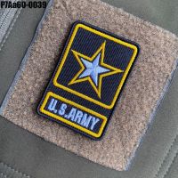 อาร์มตีนตุ๊กแก patch ตีนตุ๊กแก ตัวติดเสื้อ ทหาร ลาย U.S.ARMY ดาวเหลือง ปักขาวเหลือง บนผ้าโพลีสีดํา /Size 7*5cm งานปักคุณภาพดีสมราคา รุ่น P7Aa60-0039