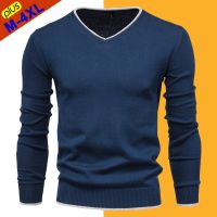 Winter Male Sweaters Men Pullover Autumn Cotton V-Neck Sweater Jumpers Man Knitwear Clothing Boy Plus Size Simple Style Jersey