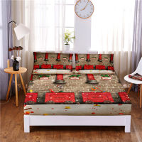 Festival Digital Printed 3pc Polyester Fitted Sheet Mattress Cover Four Corners with Elastic Band Bed Sheet Pillowcases