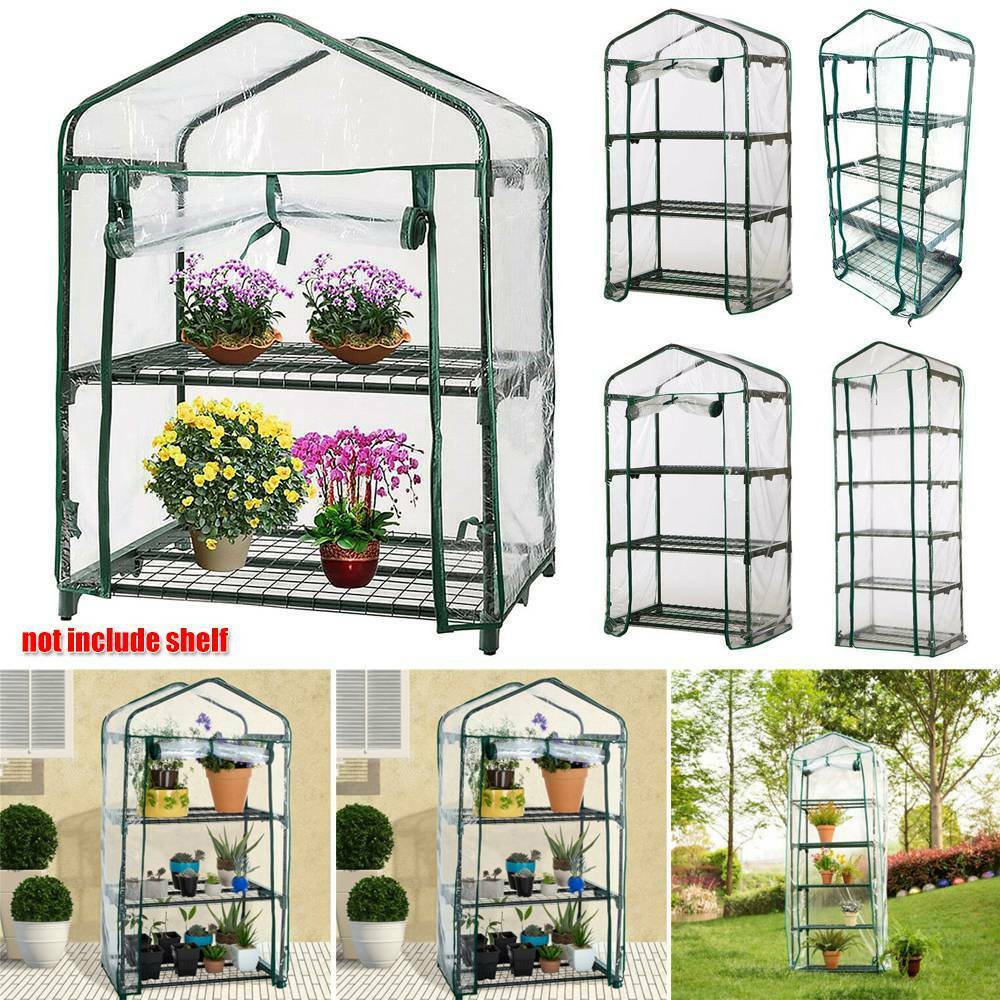 4 Tier Greenhouse Mini Outdoor/Indoor Garden Plant Growhouse With PVC Cover 