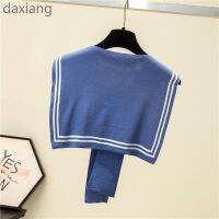 daxiang Limited-time discount for new products sailor collar spring and autumn Net red shoulder-matching knitted shoulder pad knotted air-conditioned room scarf womens outdoor Navy style shawl