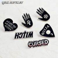 QIHE JEWELRY Pins and brooches quot;Witchcursedouijawe are the weirdosmister quot; black pin set Goth pin Goth Punk jewelry