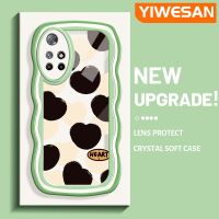 YIWESAN เคสสำหรับ Xiaomi MI POCO M4 Pro 5G Redmi Note 11 5G Note 11S Note 11T 10T 5G เคสลายการ์ตูนรูปหัวใจแฟชั่นครีมขอบคลื่นเลนส์กล้องถ่ายรูปเคสโทรศัพท์โปร่งใสน่ารักเคสนิ่มกันกระแทกเคสป้องกันซิลิโคนใส