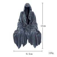 13cm Black Grim Reaper Statue Thrilling Robe Nightcrawler Resin Desktop Figurine Ornaments Horror Ghost Sculpture Decorations