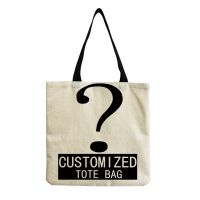 【Lanse store】Personal Customize Women Tote Bag Linen Bag Outdoor With Print Logo Custom Your Pictures Shopping Bags DIY Hand Shoulder Bags