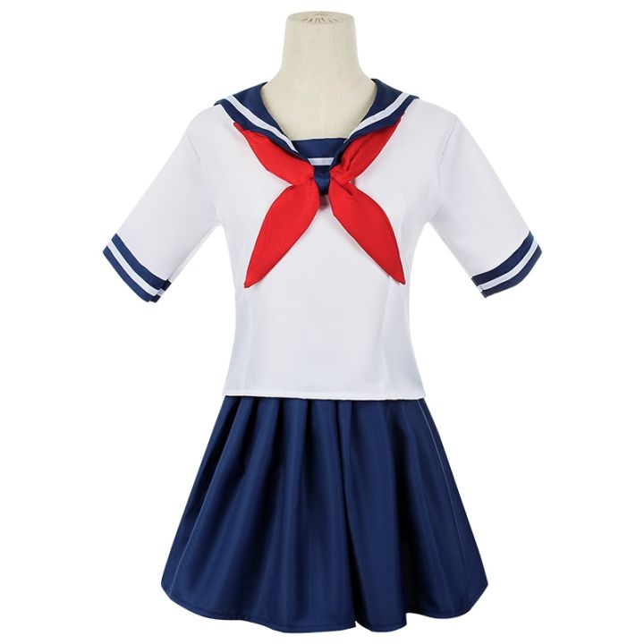 ชุดคอสเพลย์-jogo-yandere-simulator-ayano-aishi-ชุดคอสเพลย์อนิเมะ-jogo-uniforme-roupa-marinheiro-camiseta-com-saia-preto-perucas-conjunto-festa