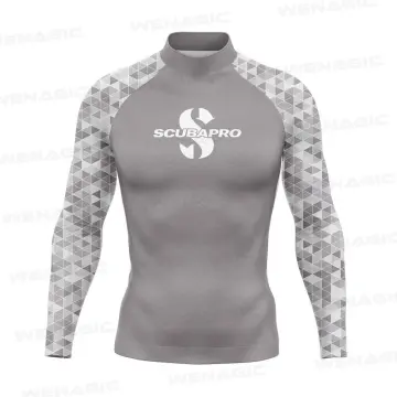 UPF50+ Men Lycra Surf T-shirt Long Sleeve Surfing Suit Sun-proof Uv Swim  Top Uv Protection Shirt Men Swiming Mens 5XL Rashguard For Swimming