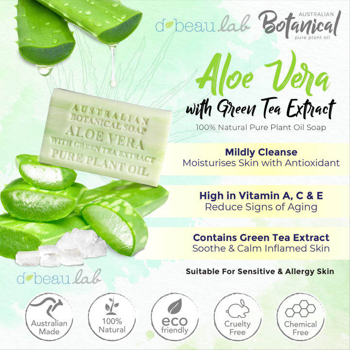 Australian Botanical Soap Oil Aloe Vera with Green Tea Extract 200g