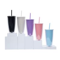 Beginning Of Romance 750Ml Double-Layer Plastic Straw Cup Large Capacity Home Drinking Water Bottle