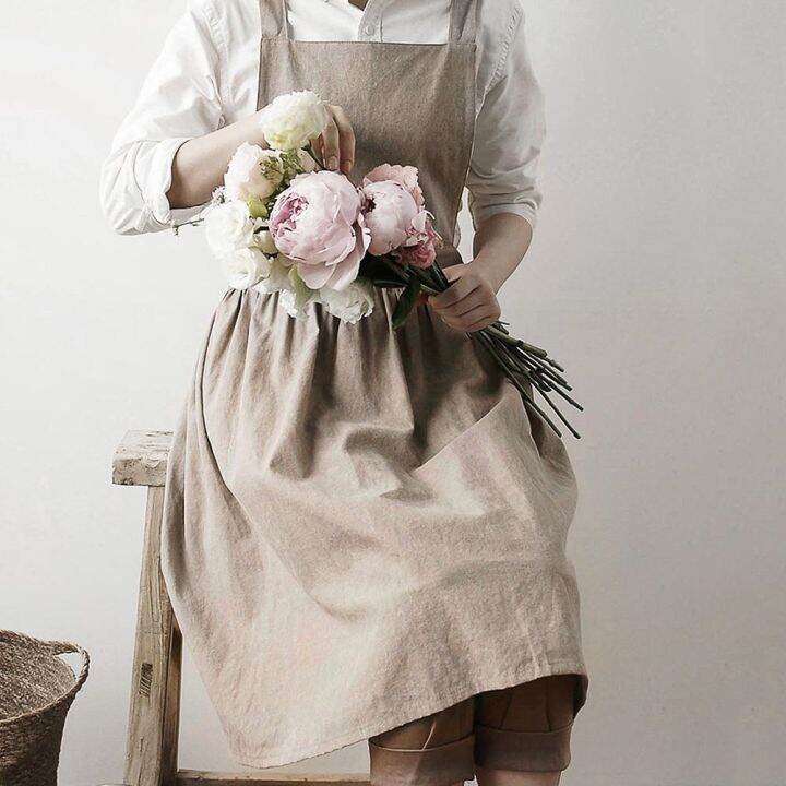 nordic-simple-florist-apron-cotton-linen-gardening-coffee-shops-kitchen-aprons-for-cooking-baking-restaurant-apron-pinafore