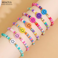 MIAOYA สร้อยข้อมือยิ้มที่มีสีสัน INS สำหรับผู้หญิงทุกเพศชนิดเคลือบเพื่อความอ่อนโยนอุปกรณ์เสริมที่สวยงามของขวัญวันเกิด