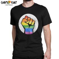 New Arrival Customized Men tshirt Lgbt Resistance Fists Rainbow Flag Civil Rightss O-neck Cotton Graphics Tee for Men Daily Wear  SI6O