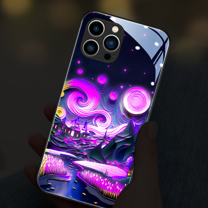 เคสโทรศัพท์ไฟสีสันสดใสไฟ-led-สำหรับเคสโทรศัพท์ซัมซุงเคสโทรศัพท์-s23-s23ultra-s23plus-s21plus-s22plus-s22ultra-s20fe-บวก-a72-a12-a71-a52-a51-a32-a21s-note10-10plus-note20ultra-a53ท้องฟ้าที่เต็มไปด้วยดว