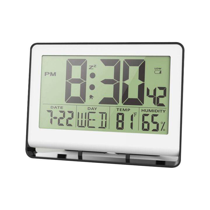 Clock with Temperature and Humidity Self-Setting Digital Electronic Clock Battery Operated ...