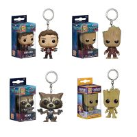 Funko Pop Keychain Marvels Avengers Alliance Galactic Guard PVC Statue Model Collection Gun Tree Man Decorative Toys