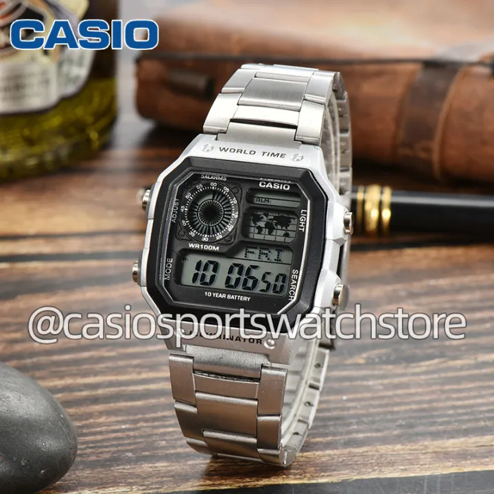 CASIO Square Watch For Men CASIO AE1200whd World Time CASIO Watch For