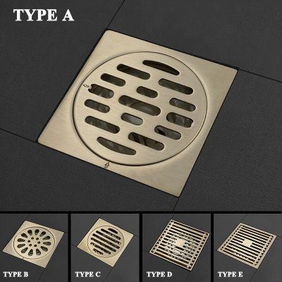 Brushed Gold Floor Drains Stainless Steel Shower Floor Drain Bathroom Deodorant Square Floor Drain Strainer Cover Grate Waste  by Hs2023