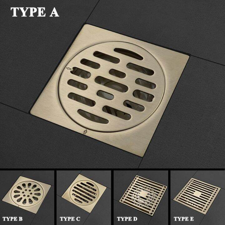 brushed-gold-floor-drains-stainless-steel-shower-floor-drain-bathroom-deodorant-square-floor-drain-strainer-cover-grate-waste-by-hs2023