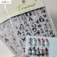 SDMina สติ๊กเกอร์ติดเล็บรูปกระต่ายอะนิเมะผูกโบว์สำหรับผู้หญิงเครยอนชินจังเป็ดอุปกรณ์ทำเล็บการ์ตูนสติกเกอร์เล็บอุปกรณ์ตกแต่งเล็บรูปตกแต่งเล็บดอกไม้