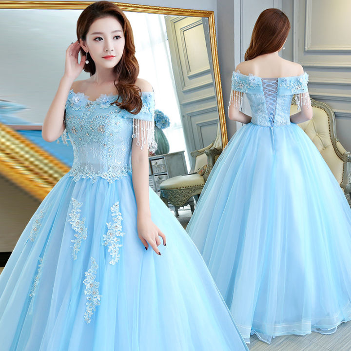 Hong Hu Formal Evening Dress for Women 2023 New Elegant Bow Prom Gown ...