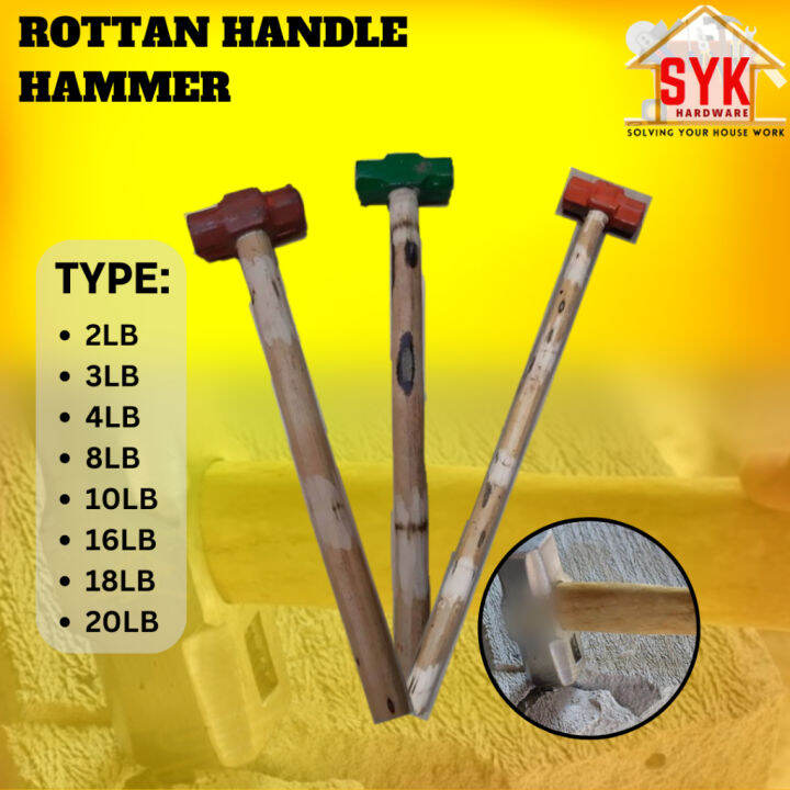SYK Rottan Handle Hammer Heavy Duty Smashing Sledge Wooden Handle