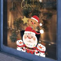 Cartoon Christmas Santa Claus Xmas Elk Snowman Window Stickers Wall Oranments Merry Christmas Decor For Home Happy New Year 2022