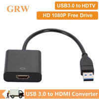 GRWIBEOU USB to HDMI Adapter for Multiple Monitors 1080P USB 3.0 To HDMI Video Converter For Windows XP7810 PC Laptop HD